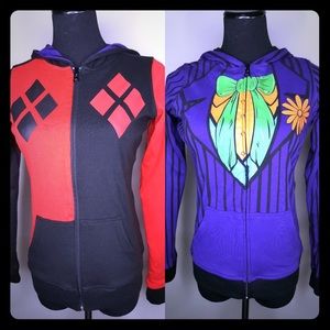 REVERSIBLE JOKER HARLEY QUINN ZIP UPSWEATER HOODIE